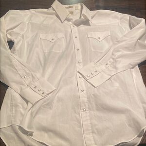 Vintage sheplers western Pearl snap dress shirt men’s tall 18.5–37 white